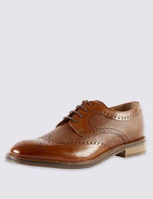 Leather Contrast Sole Derby Brogue Shoes